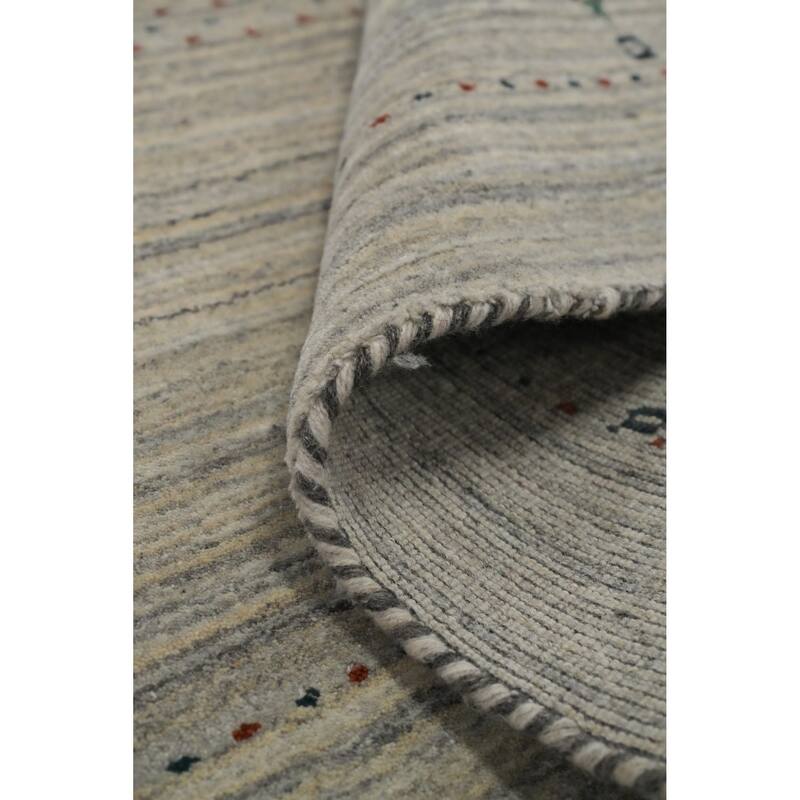 Hand Knotted Oriental 100% Wool Carpet Tribal Animal Pictorial Greys & Charcoal Gabbeh Area Rug - 7' 10'' X 4' 11''