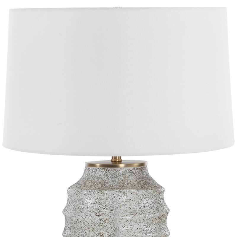 Ribbed Base Table Lamp with Tapered Shade - 22.25" - Brown