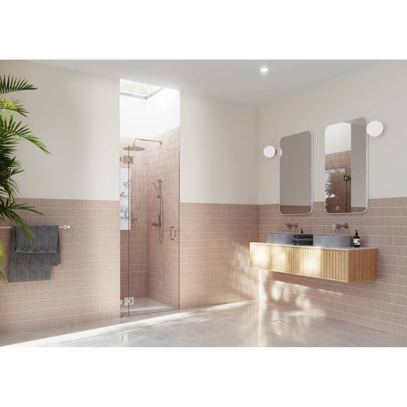 Glass Warehouse GW-GH-34 Halo 78" High x 34" Wide Hinged Frameless - Polished Nickel