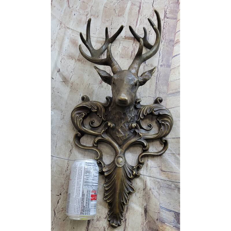 Signed Original Wildlife Elk Head Bust Bronze Sculpture Figurine Cabin Decor Art