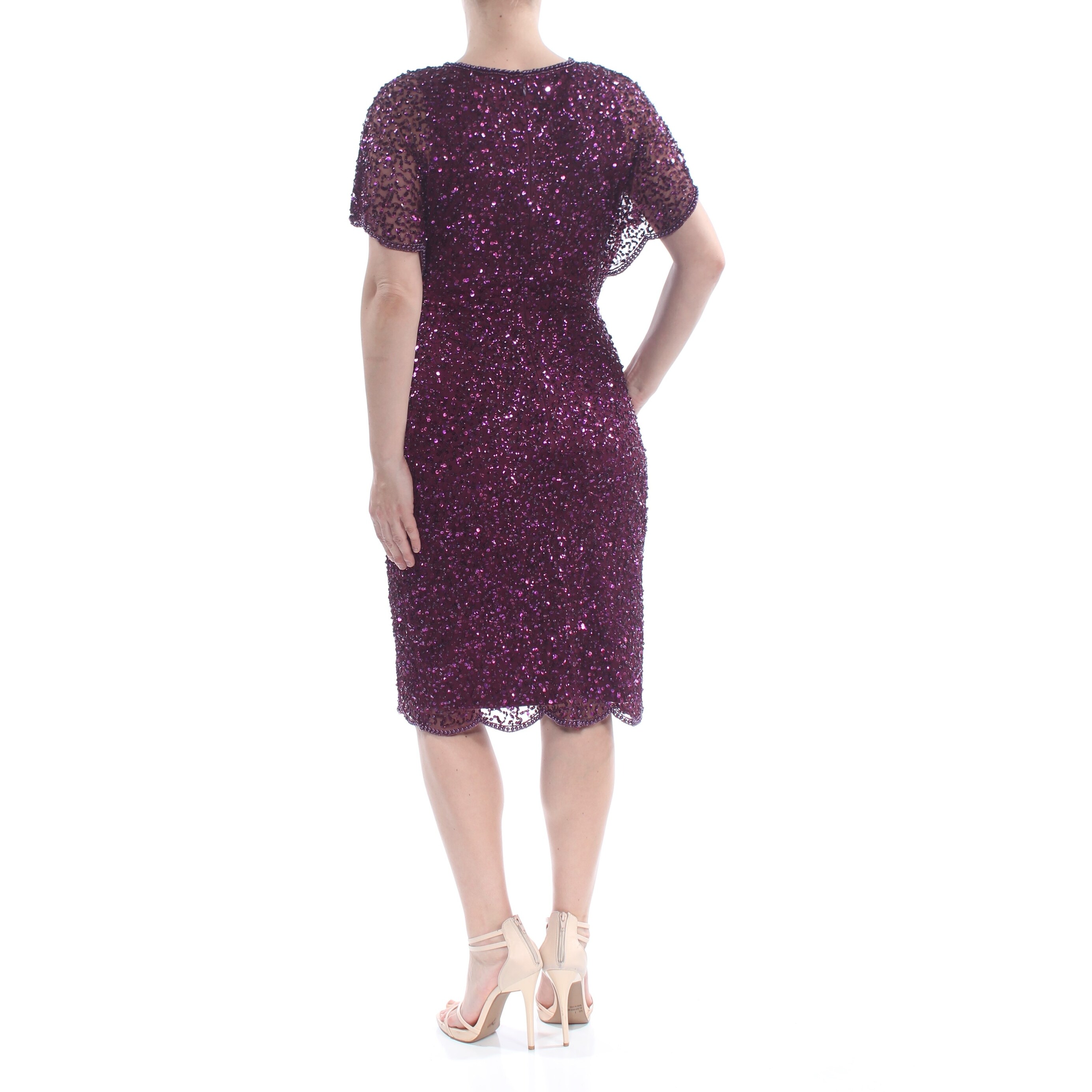 adrianna papell purple sequin dress