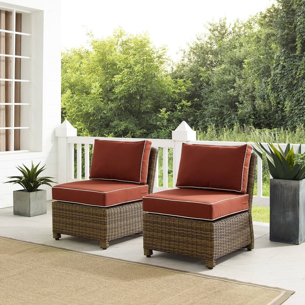 Crosley Bradenton 2Pc Outdoor Wicker Chair Set - Weathered Brown