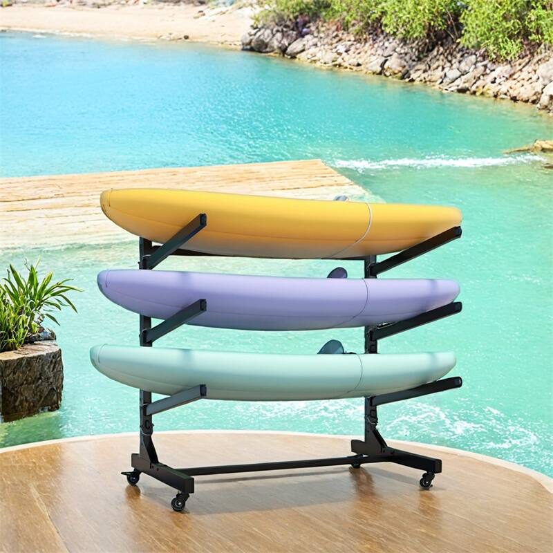 41"H Freestanding Kayak Storage Rack,Holds 3 Kayaks,Adjustable Stand