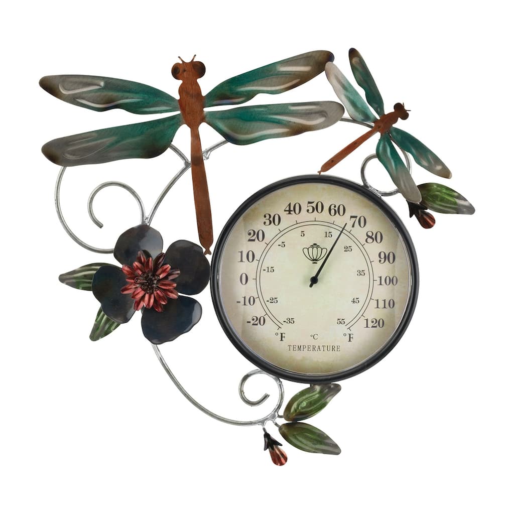 Thermometer Metallic Wall Decor - Dragonfly