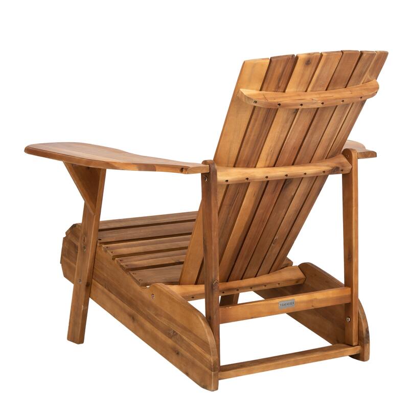 SAFAVIEH Outdoor Living Mopani Adirondack Natural Acacia Wood Chair - 33.5" W x 37.4" D x 32.7" H
