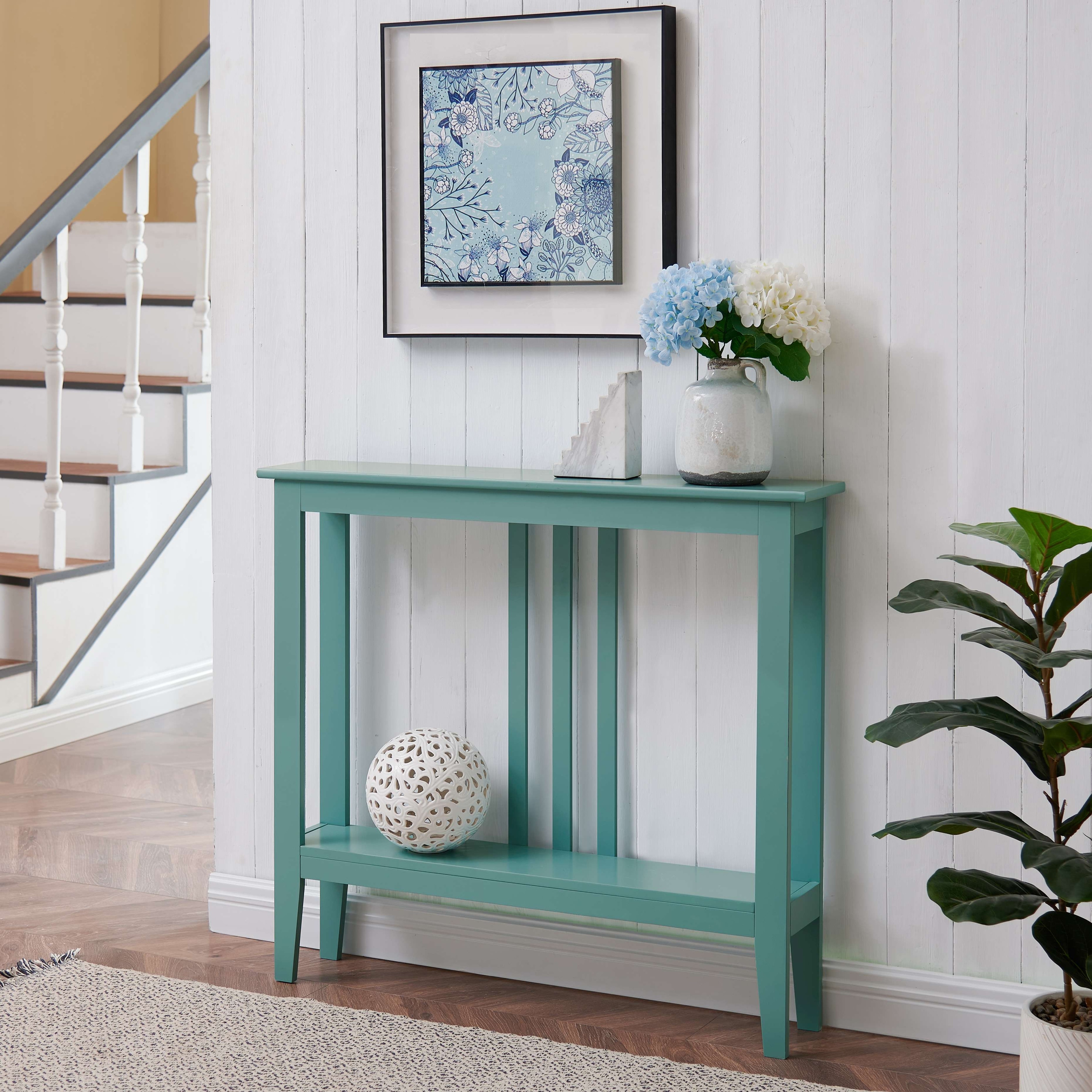 Room Designs Console Table Teal Transitional Rectangular