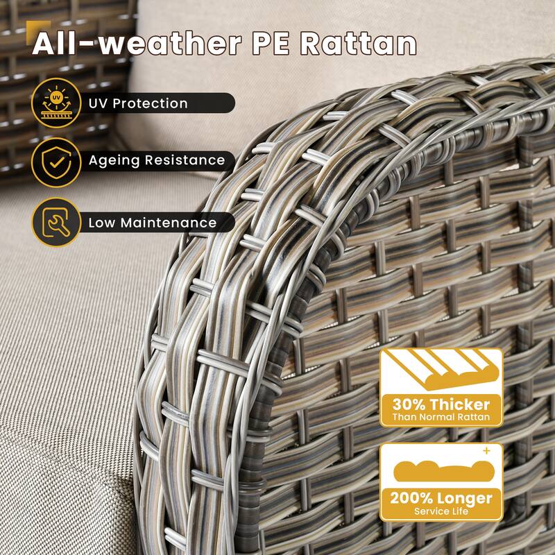 XIZZI Outdoor Patio Furniture Conversation Set with Fire Table