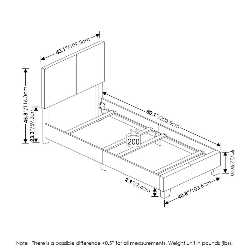 Furinno Pessac Upholstered Bed Frame