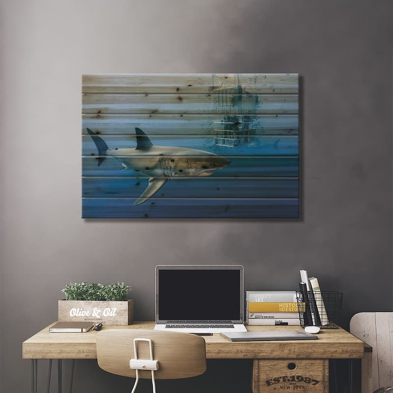 Animals In Cage Print On Wood by Davide Lopresti - Multi-Color