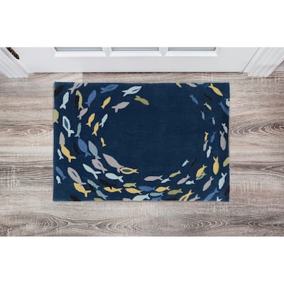 Trinity Fish Navy/Multi Area Rug - 2' x 3'