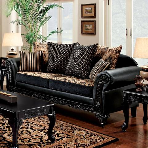 Furniture of America Chateau Traditional Black Upholstered Sofa