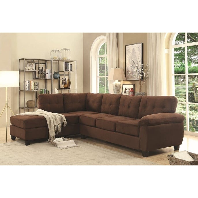 Sectional Sofa with Tufted Backs Covered in Durable Micro Suede, Easy