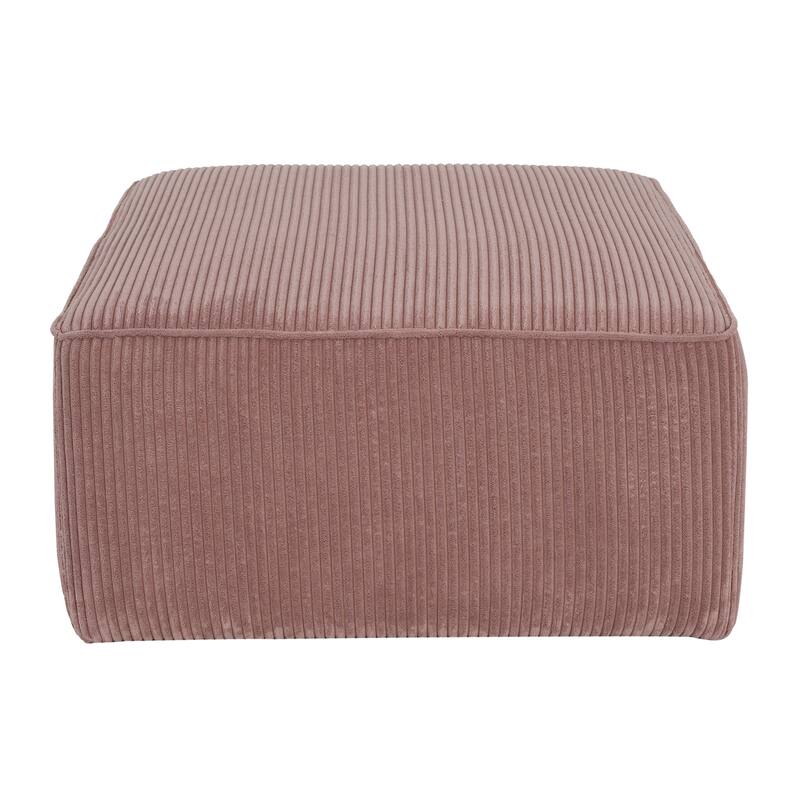 Square Ottoman, Corduroy - Pink