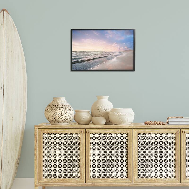 Stupell Receding Beach Shore Framed Giclee Art Design By Natalie Carpentieri