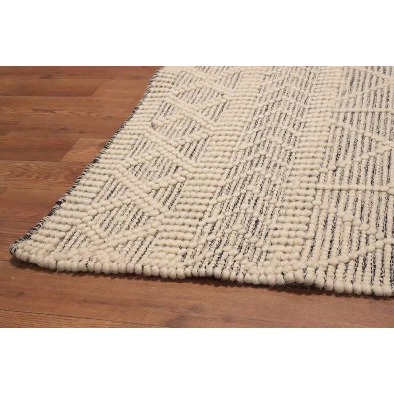 Hand Knotted Oriental 100% Wool Carpet Modern Geometric Greys & Charcoal Modern Gotti Design Area Rug - 11' 1'' X 8' 10''