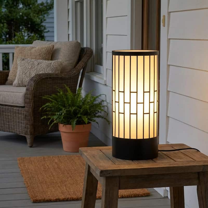 Japandi 15.9" Cylinder Table Lamp with 3-Color - 15.9 in H