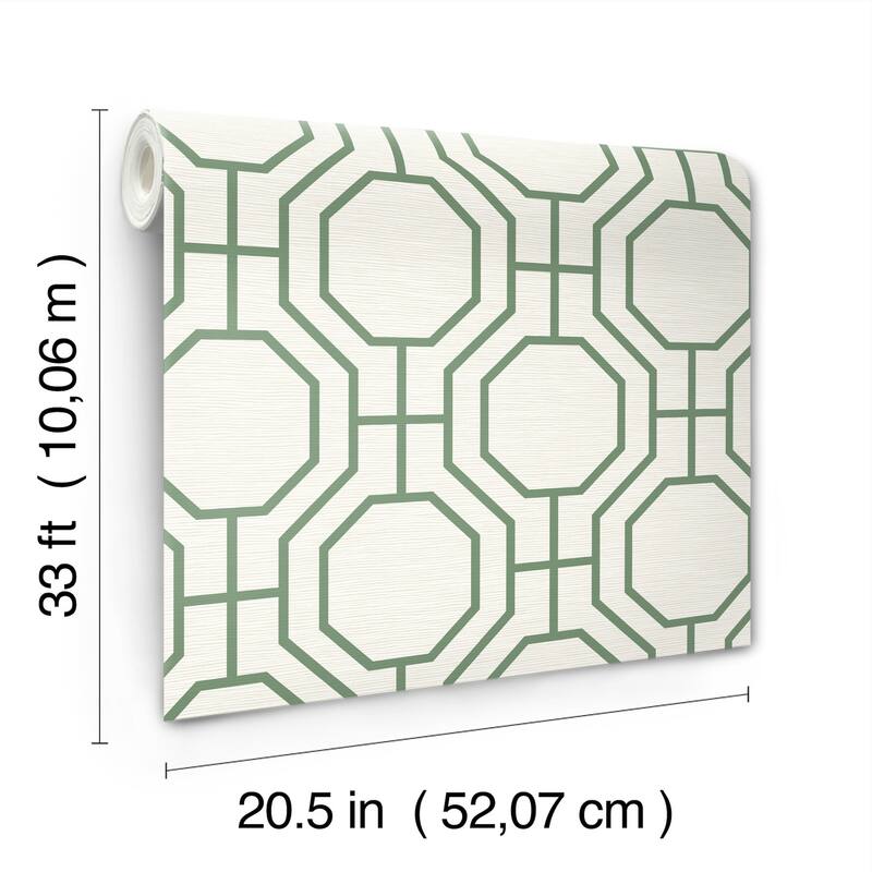 A-Street Prints Manor Green Geometric Trellis Wallpaper