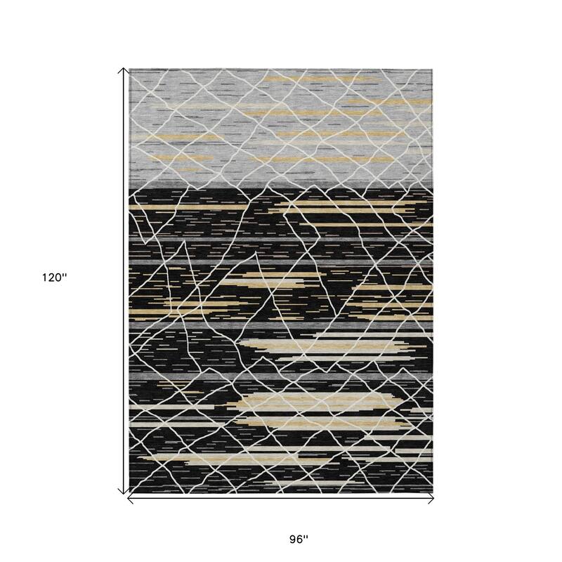 HomeRoots Striped Modern Rectangle Outdoor Rug