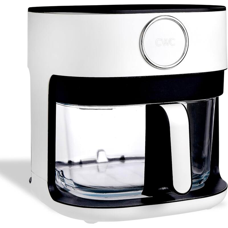 COOK WITH COLOR 1200W Air Fryer: Glass Basket, Dishwasher Safe, 60min Timer, 6 Presets, Temp Control 175F-400F, 4 - 5.5 QT - 5.5 Qt - Cream