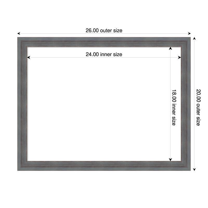 Amanti Art Dixie Blue Grey Rustic Framed Dry Erase Magnetic Board - 26 x 20 in
