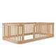 preview thumbnail 24 of 34, Wooden Floor Bed Frame Toddler Bed with Fence Guardrails, Twin/Full Size Montessori Bed Floor Platform Bed for Kids