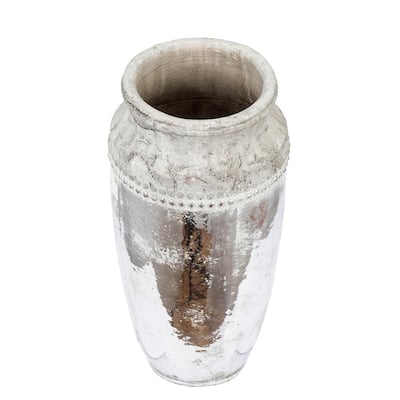 A&B Home Distressed Silver and Brown Ceramic Vase
