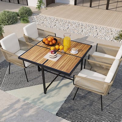 Costway 5 Pieces Patio Dining Set Outdoor Rectangular Table and Chairs - See Details