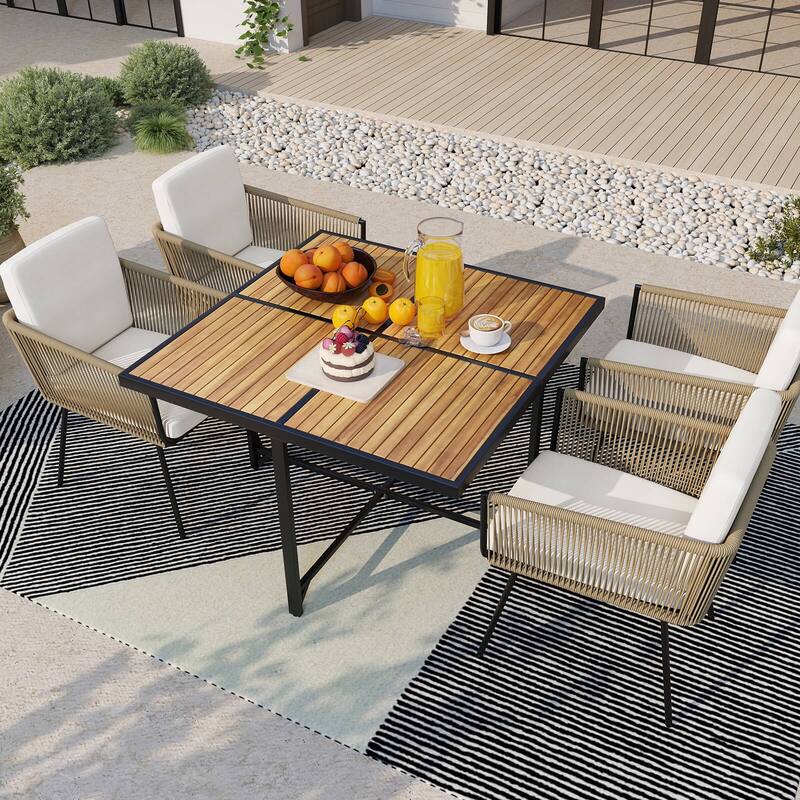 Costway Patio Dining Chairs Set of 4 with Soft Back Seat Cushions - See Details