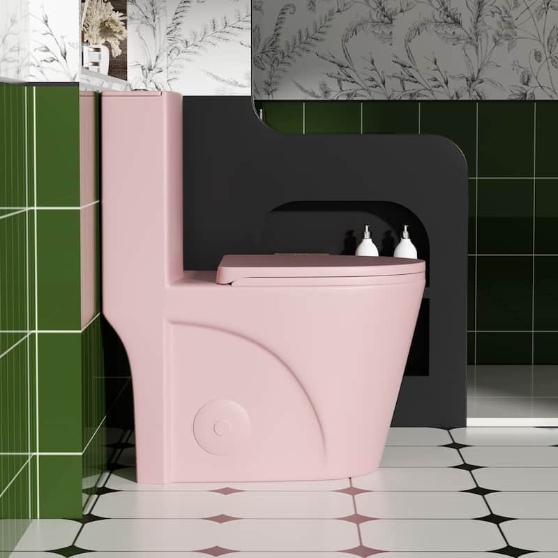1.1/1.6 GPF Tornado Flush One-Piece Toilet,Siphonic S-trap 12",Elongated Bowl with Soft Close Seat,Chair Seat ADA Height 17"