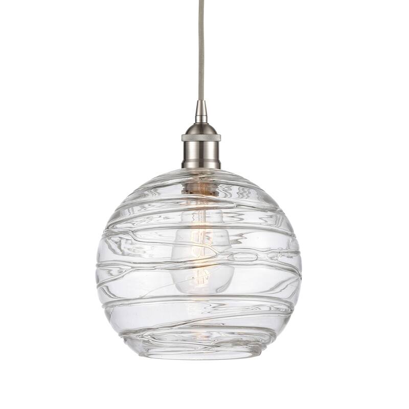 Innovations Lighting 616-1P-13-10 Athens Pendant Athens 10" Wide - Brushed Satin Nickel / Clear Deco Swirl