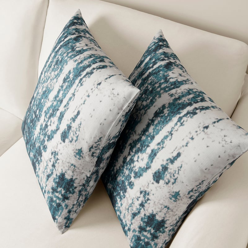Exclusive Fabrics Printed Cotton Throw Pillow Covers 18 X 18 - Textured Decorative Pillow Covers (Set of 2)