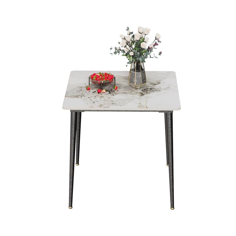 Sintered Stone Tabletop Iron Tube Legs Kitchen Dining Table - 31.5"