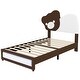 preview thumbnail 10 of 17, Upholstered Platform Bed With Bear Shaped Headboard, Led Light Strips