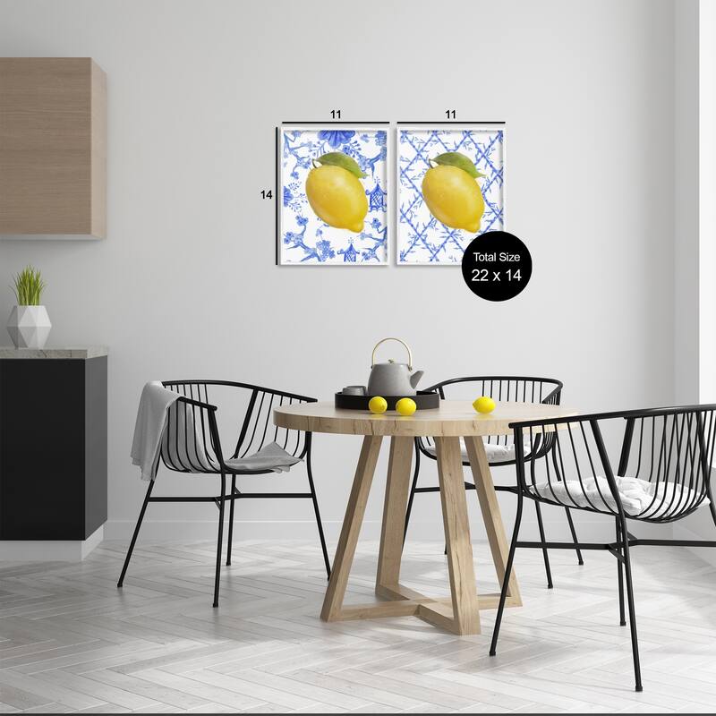 Stupell Classic Chinoiserie Lemons Framed Giclee Art Design By Matthew Piotrowicz (Set of 2)