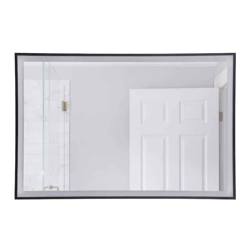 24" x 36" Black Frame LED Mirror wth Defogger and Dimmer - 24" x 36" LED Black Mirror