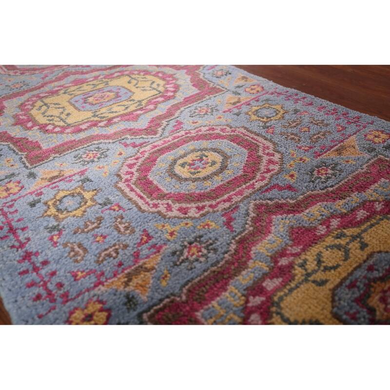 Blue Kazak Oriental Runner Rug Hand-Knotted Wool Carpet - 2'6"x 9'8"