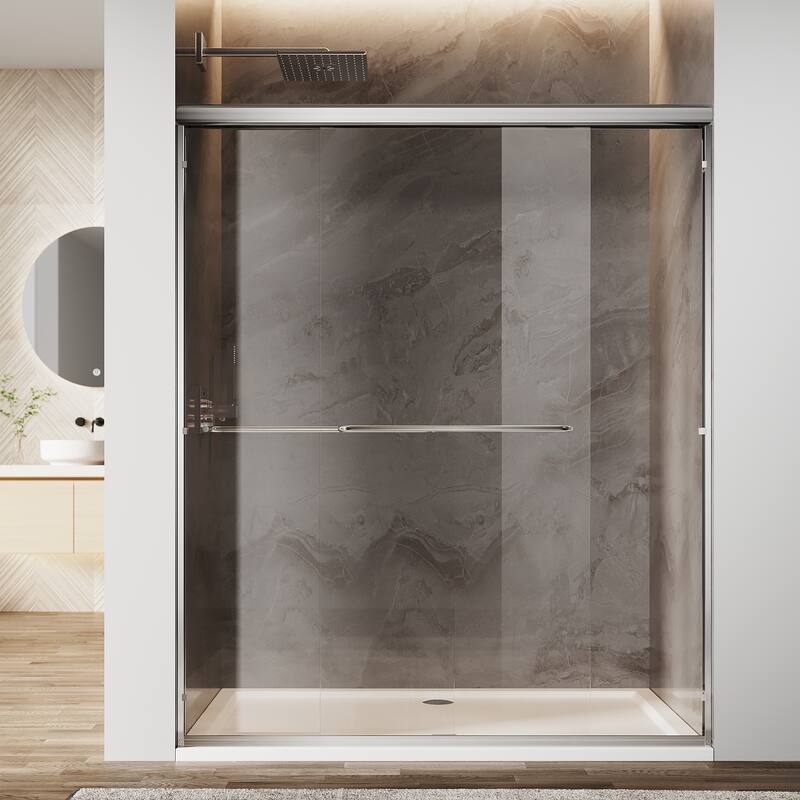 Sunny Shower 60 in.W x 72 in.H Double Sliding Shower Door with 1/4 inch Clear Tempered Glass