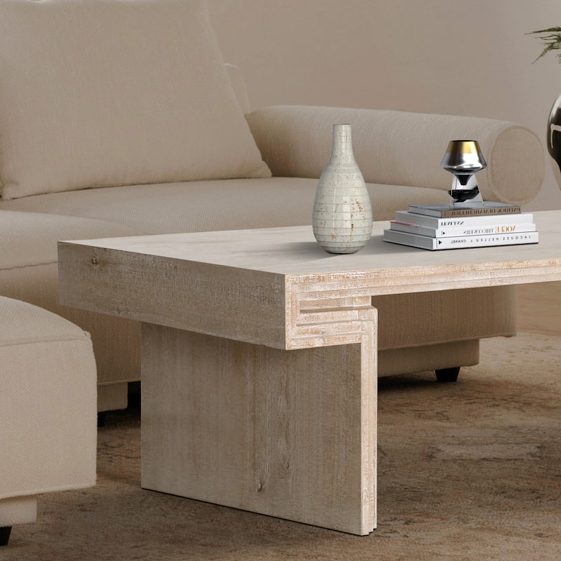 Wood Coffee Table Dining Table, Rustic Center Table Office Table with Double-Sided Open Shelvs
