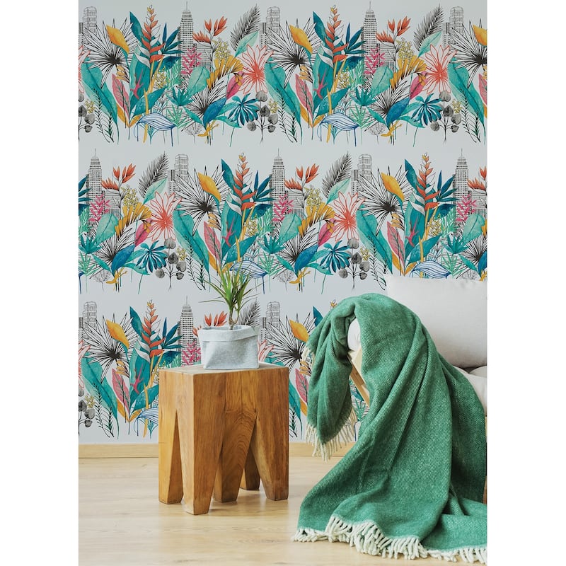 Sierra Blue Urban Tropic Wallpaper