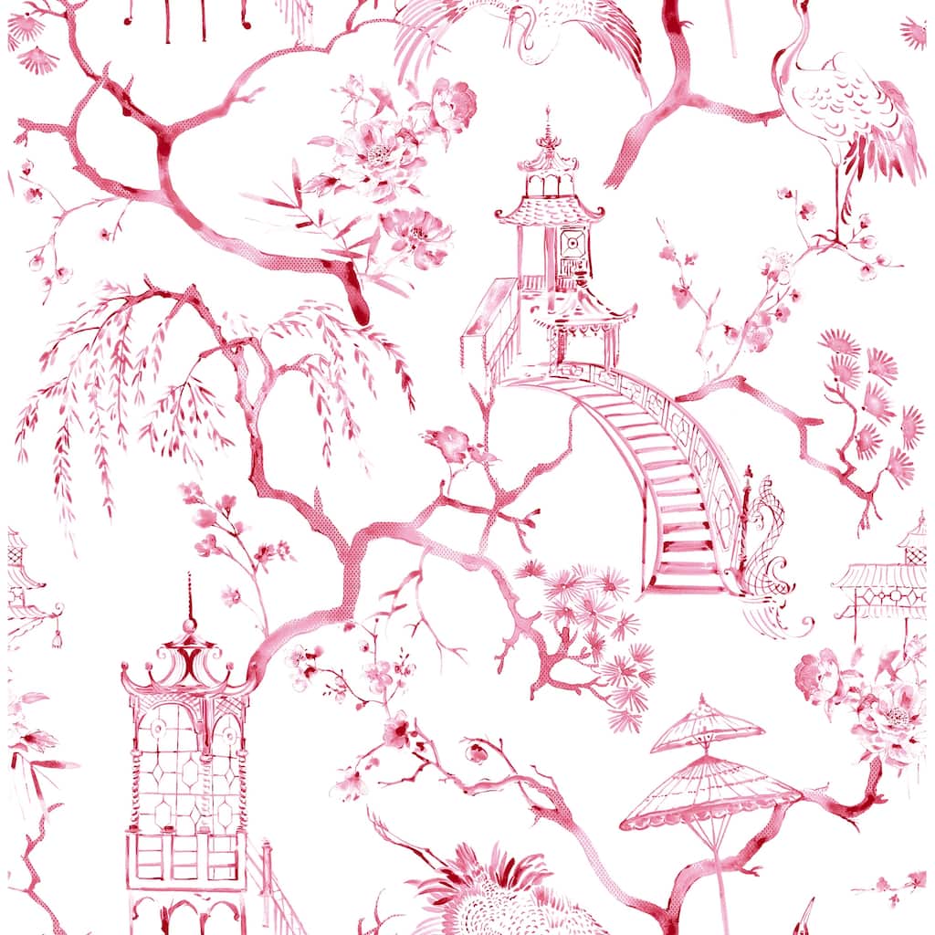 A-Street Prints Serena Raspberry Chinoiserie Wallpaper