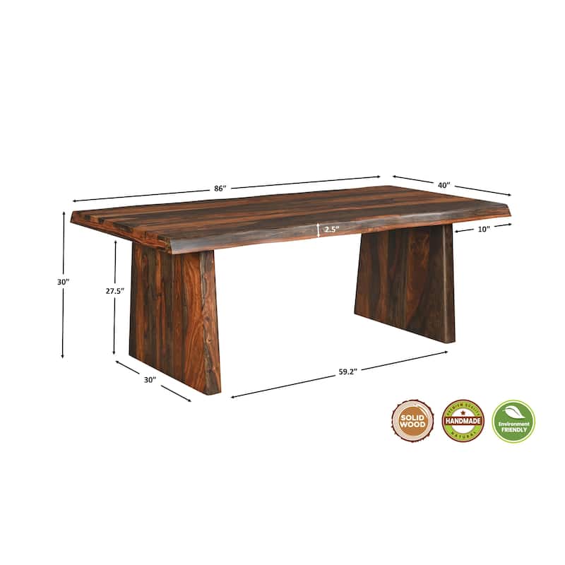 Avenue 9-piece Upholstered Live Edge Solid Wood Dining Set