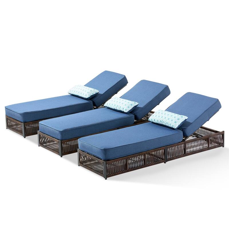 Pocassy 3 Pieces Patio Lounge Chair with Adjustable Backrest