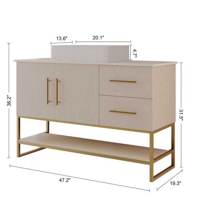 47.2" Modern Bathroom Vanity with Ceramic Vessel Sink