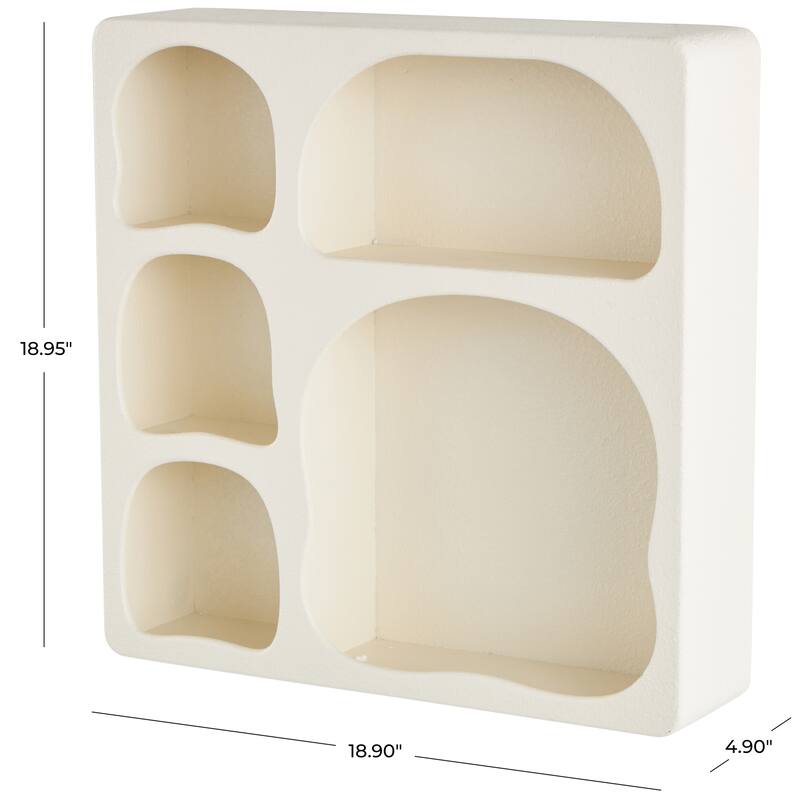 Cream or Black Wood 5 Shelf Geometric Room Wall Shelf