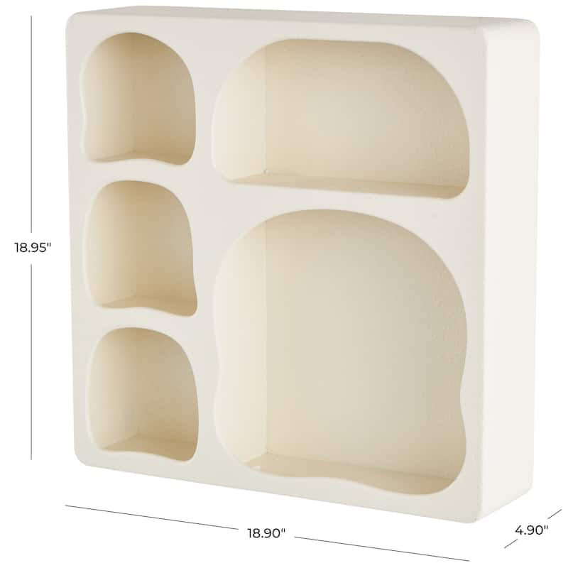 Wood Geometric 5 Shelf Wall Shelf - Cream or Black - Roche River Decor