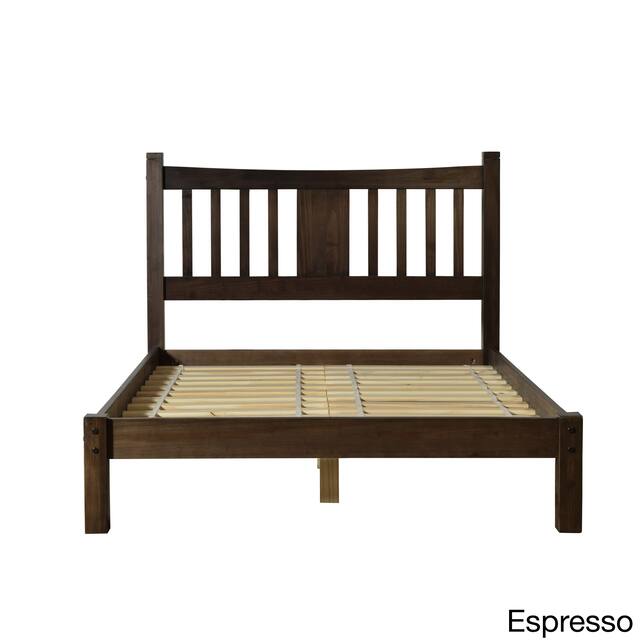 Grain Wood Furniture Shaker Queen Slat Platform Bed solid wood - Expresso