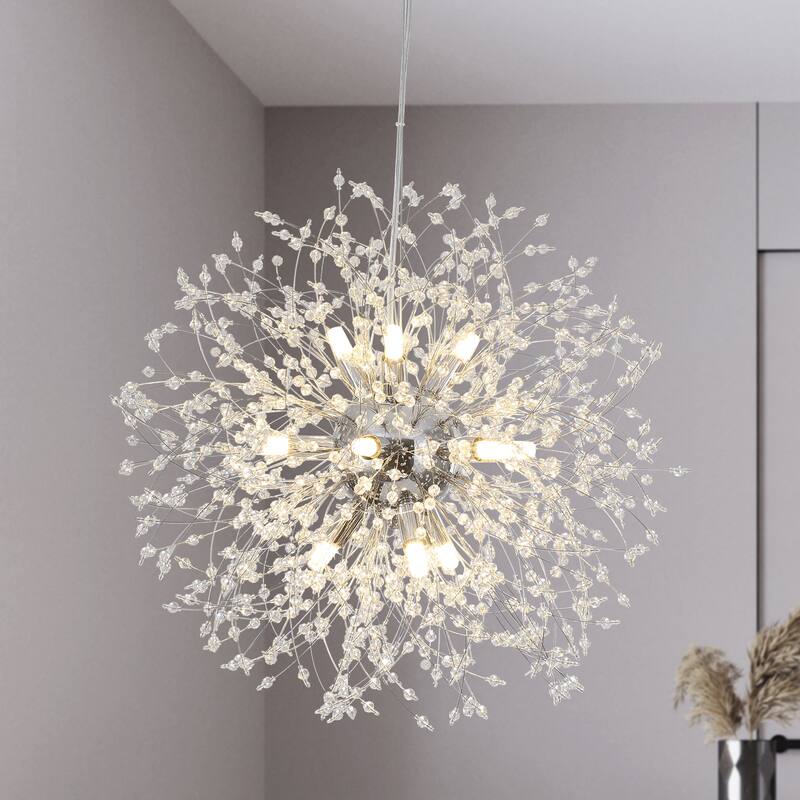 12-Light Linear Foyer Chandelier Lighting with Blowball Accent for Dining Room Kitchen Island