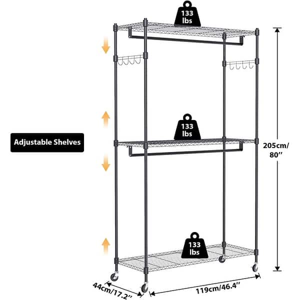 Large Clothes Rack,Heavy Duty Metal Clothing Rack Rolling Garment Rack