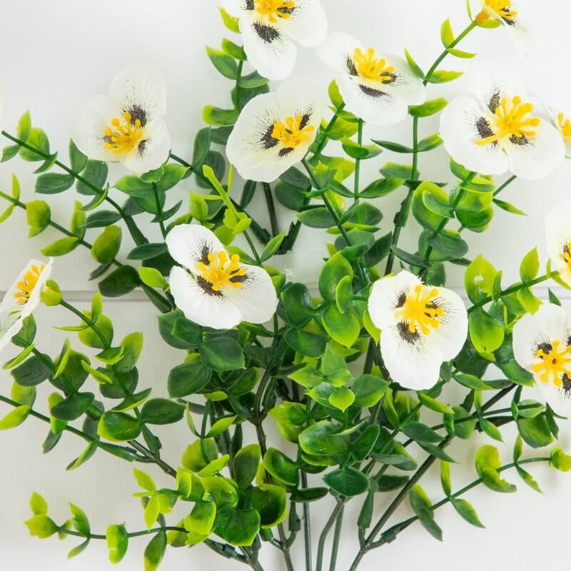 13-in UV Resistant Artificial Pansy Bush (Indoor/Outdoor) - Set of 12