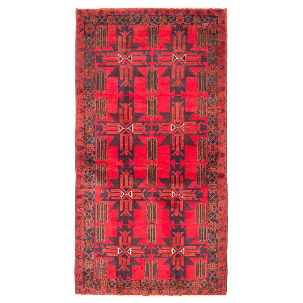 ECARPETGALLERY Hand-knotted Teimani Red Wool Rug - 3'7 x 6'11